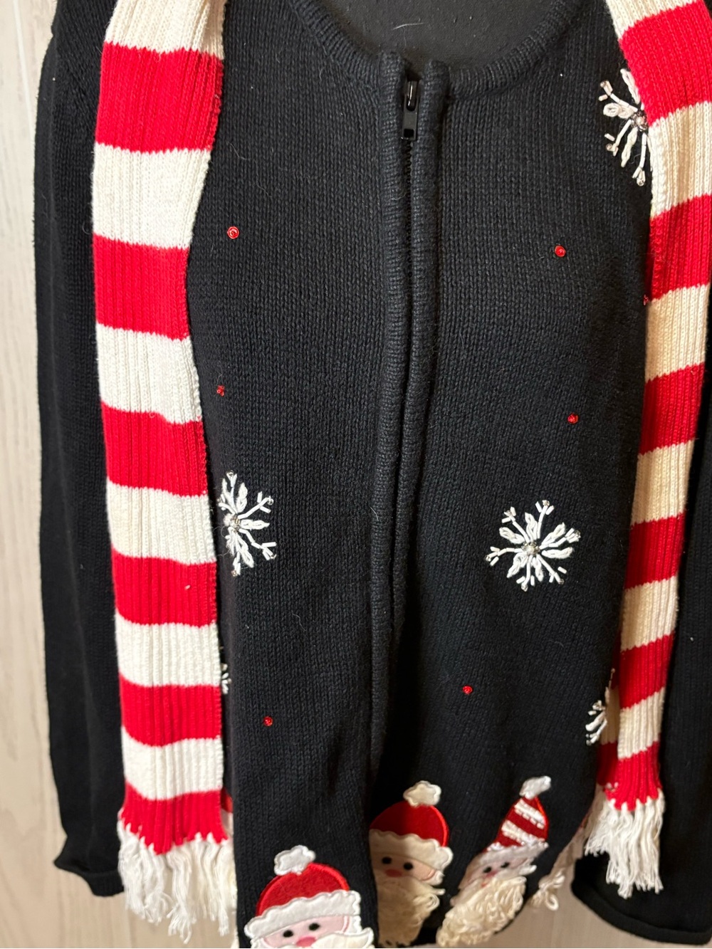 Vintage embroidered Santa Christmas cardigan sweater XL - Picture 6 of 9